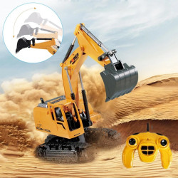 Excavator cu telecomanda 7 canale, reincarcabil USB, 18x13.5x33.5 cm, rotire 360 grade