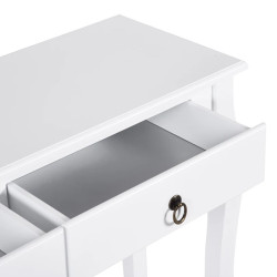 Masa tip consola 100x33x79 cm, 2 sertare, picioare lemn pin, blat MDF, alb