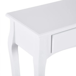 Masa tip consola 100x33x79 cm, 2 sertare, picioare lemn pin, blat MDF, alb