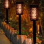 Lampa solara de gradina tip torta, efect de flacara, senzor amurg, 1.2W, IP44, inaltime 39 cm