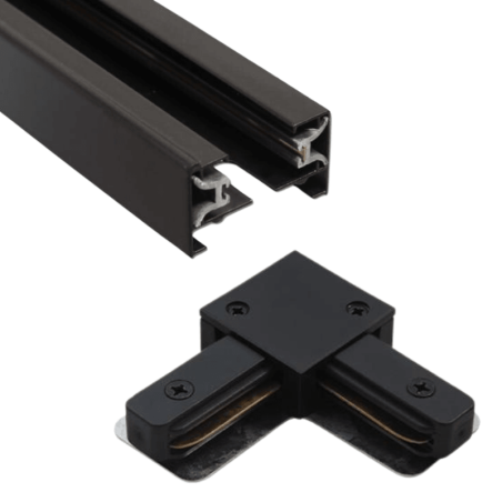 Conector tip L pentru sina monofazata, IP20, piesa imbinare, negru