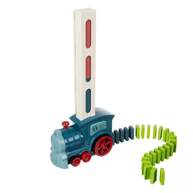 Tren interactiv cu piese domino, lumina LED, 35 x 15 x 7 cm, multicolor