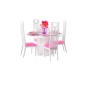 Set mobilier casa de papusi, 43 elemente, masa, scaune, accesorii, alb roz