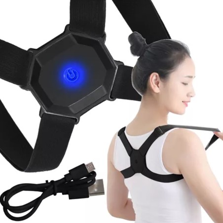 Corector ortopedic de postura, centura elastica, unisex, lungime benzi 33 - 110 cm, baterie 500 mAh