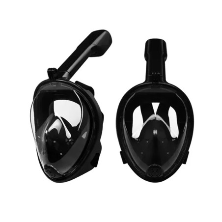 Masca snorkeling cu tub, S/M, sistem DryTop, anti-aburire, vizibilitate 180 de grade, negru