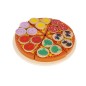Pizza din lemn, set cu feliator, spatula si tava, 6 felii pizza si toppinguri conectate cu velcro, multicolor