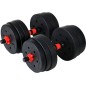 Gantere reglabile 20 kg, set 2x10 kg, bara metalica, 4 cleme prindere Gantere reglabile 20 kg, set 2x10 kg, bara metalica, 4 cleme prindere