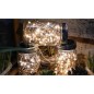 Lampa solara LED, tip borcan decorativ, 25 lm, baterie 600mAh, 13 cm, transparent