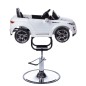 Scaun de coafura pentru copii, marca Range Rover, melodii si lumini, claxon, centura siguranta, alb