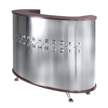 Birou de receptie salon infrumusetare, inaltime 101 cm, latime 140 cm, lemn maro