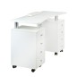 Masa de manichiura, roti transport, 8 sertare, perna tratament, inaltime 75 cm, alb Masa de manichiura, roti transport, 8 sertare, perna tratament, inaltime 75 cm, alb