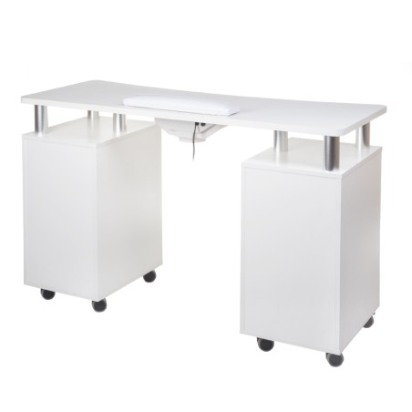 Masa de manichiura, colector praf, perna ergonomica, roti pivotante, lemn alb