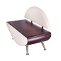 Canapea sala de asteptare, piele eco, latime 138 cm, adancime 52 cm, maro si crem