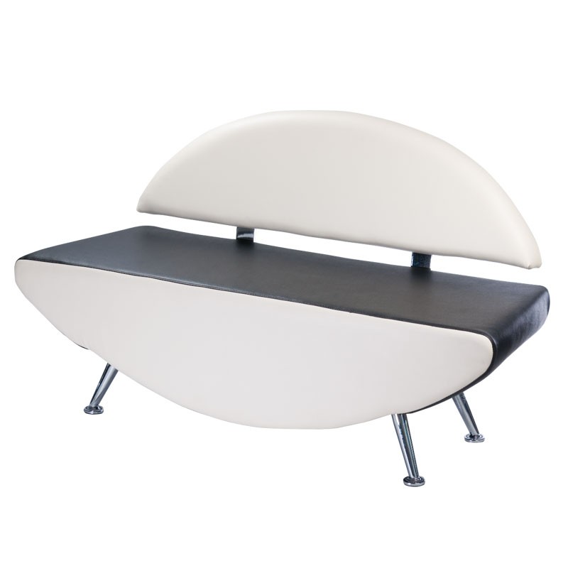 Canapea sala de asteptare, latime 138 cm, tapiterie piele ecologica alb negru