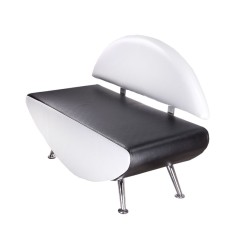 Canapea sala de asteptare, latime 138 cm, tapiterie piele ecologica alb negru