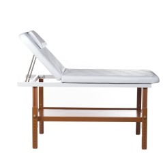 Pat masaj, inaltime reglabila 60-70 cm, unghi spatar reglabil, raft, perna detasabila, alb