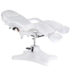 Fotoliu hidraulic pentru cosmetica si pedichiura, pat de spa, tapiterie piele ecologica, alb