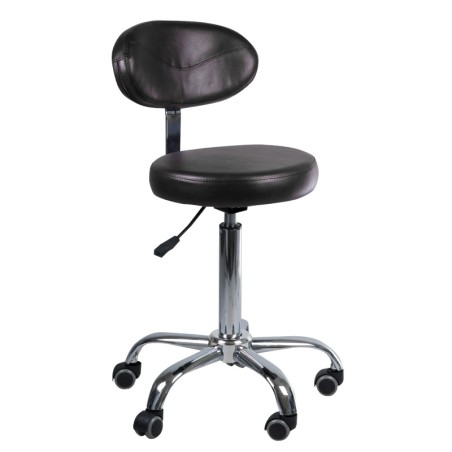 Scaun cosmetic cu spatar, cadru metal, inaltime reglabila 49-65 cm, negru