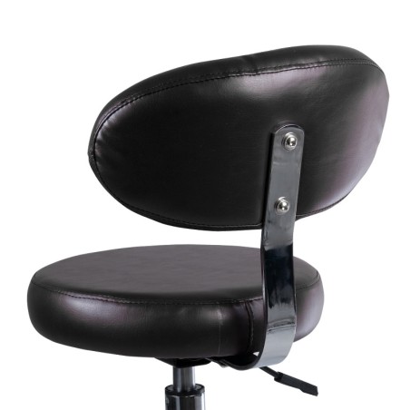 Scaun cosmetic cu spatar, cadru metal, inaltime reglabila 49-65 cm, negru