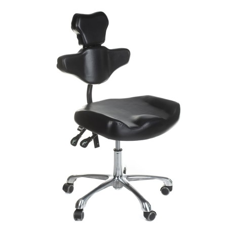 Scaun pivotant cu spatar, pentru tatuaje, inclinare reglabila, baza din otel, tapiterie piele eco