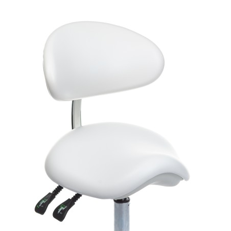 Scaun medical cu spatar, reglabil pe inaltime, mobil, 5 roti cauciucate, alb