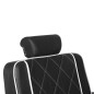 Scaun frizerie, reglare inaltime, spatar si suport picioare mobile, baza cromata, latime 53.5 cm Scaun frizerie, reglare inaltime, spatar si suport picioare mobile, baza cromata, latime 53.5 cm
