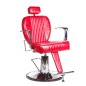 Scaun frizerie, reglare hidraulica inaltime 52-65 cm, suport spate mobil, baza cromata, piele eco rosie