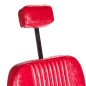 Scaun frizerie, reglare hidraulica inaltime 52-65 cm, suport spate mobil, baza cromata, piele eco rosie