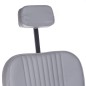 Scaun frizerie, reglare inaltime 52-65 cm, tetiera detasabila, latime 66 cm, piele eco gri deschis