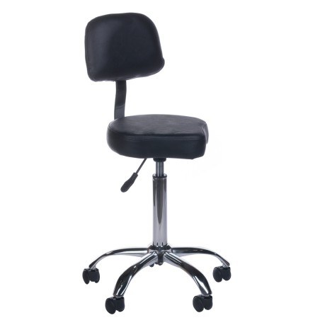 Scaun hidraulic salon cosmetica, baza cromata, inaltime reglabila, roti, negru