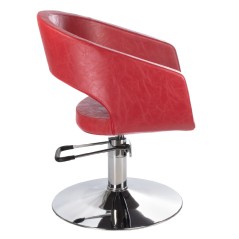 Scaun hidraulic frizerie, inaltime reglabila, baza cromata, piele ecologica, rosu