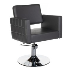 Scaun coafor, inaltime reglabila, maxim 58 cm, spatar ergonomic, piele eco, gri inchis