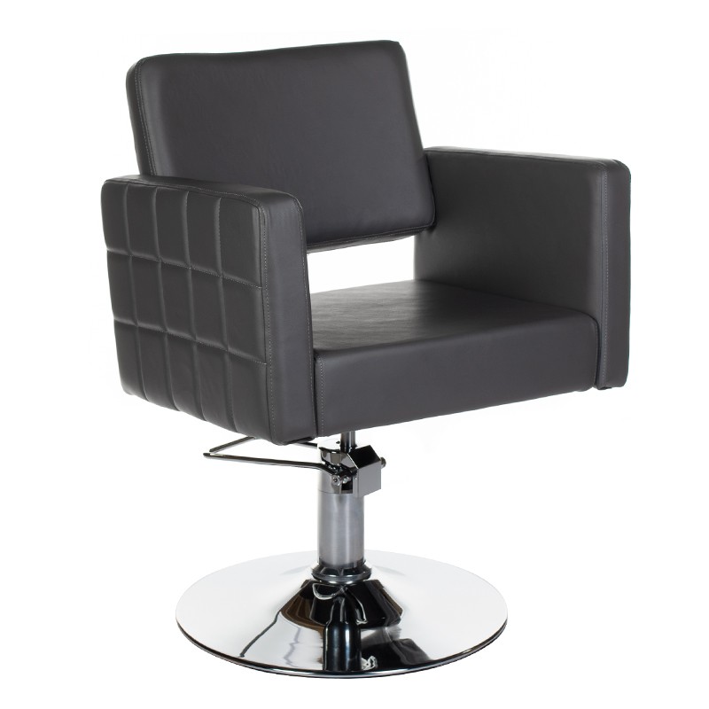 Scaun coafor, inaltime reglabila, maxim 58 cm, spatar ergonomic, piele eco, gri inchis