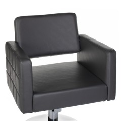 Scaun coafor, inaltime reglabila, maxim 58 cm, spatar ergonomic, piele eco, gri inchis