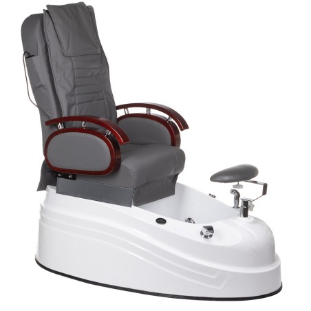 Scaun de pedichiura, sistem de masaj cu role, suport picioare, telecomanda, piele eco, gri