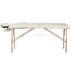 Pat masaj ergonomic, inaltime reglabila 62-83 cm, structura lemn, cotiere reglabile, bej