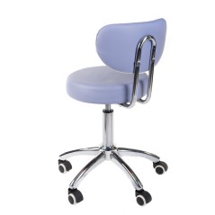 Scaun cosmetic hidraulic, baza cromata, inaltime reglabila 48-62 cm, piele ecologica, albastru