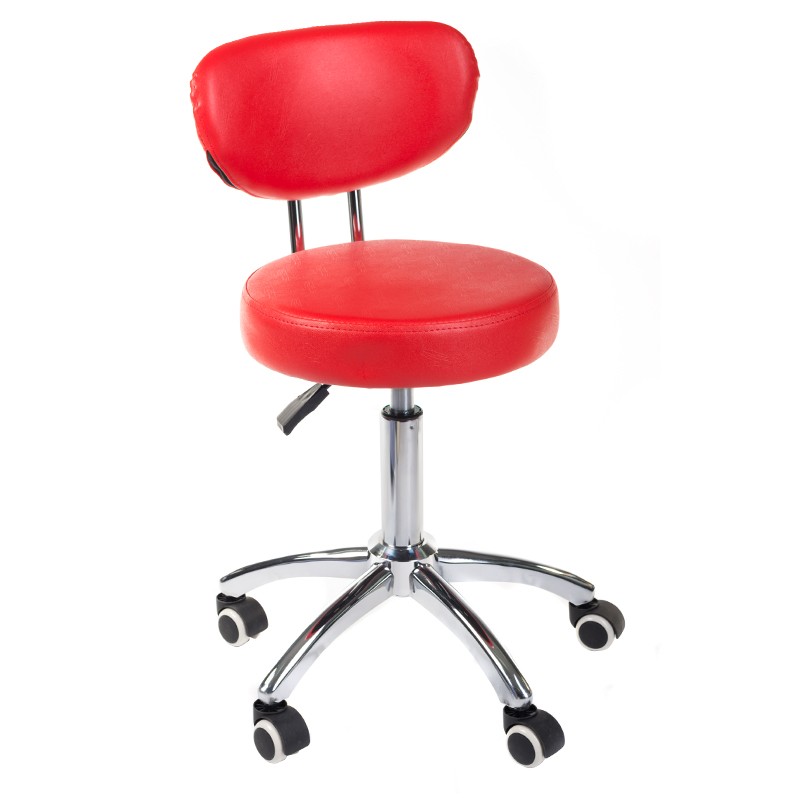 Scaun cosmetic hidraulic, inaltime reglabila 48-62 cm, rotativ, piele ecologica, rosu