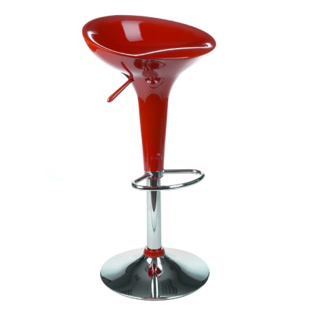 Scaun de bar cu suport pentru picioare, inaltime ajustabila, metal si ABS, rosu