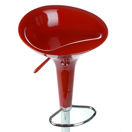 Scaun de bar cu suport pentru picioare, inaltime ajustabila, metal si ABS, rosu