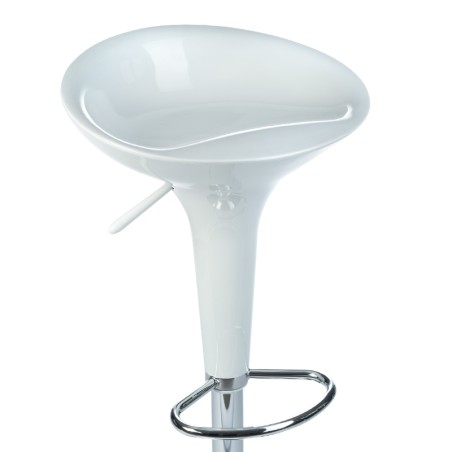 Scaun de bar sau bucatarie, inaltime ajustabila intre 56 si 80 cm, metal si ABS, alb