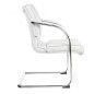 Scaun conferinta, design elegant, inaltime 49 cm, cotiere, piele ecologica alba