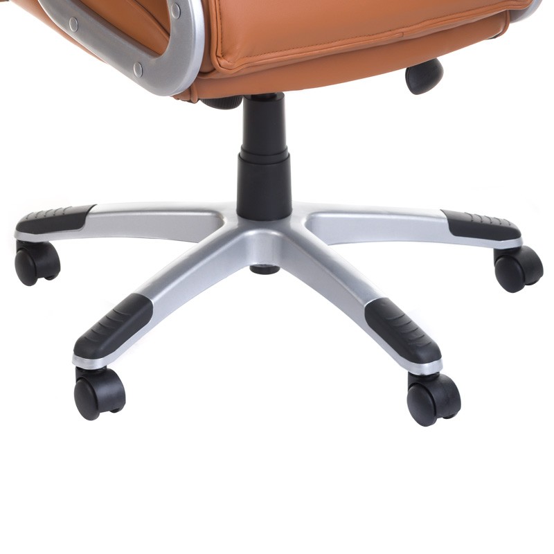 Scaun Birou Fara Roti Scaun ergonomic de birou, spuma si piele eco, roti pivotante, maro