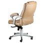 Scaun ergonomic de birou, rotativ, reglare inaltime, spatar inalt, piele ecologica, crem