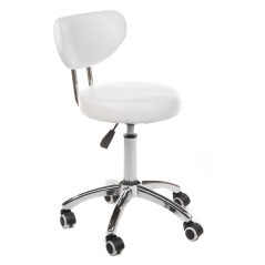 Scaun cosmetic, inaltime reglabila 51-67 cm, baza cromata, 5 roti, tapiterie piele eco
