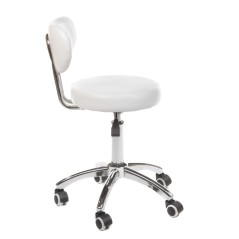 Scaun cosmetic, inaltime reglabila 51-67 cm, baza cromata, 5 roti, tapiterie piele eco