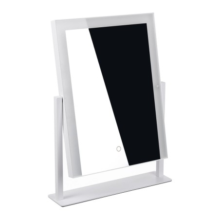 Oglinda cosmetica cu LED, 12 spoturi in 3 culori lumina, suport masa, 30x41 cm