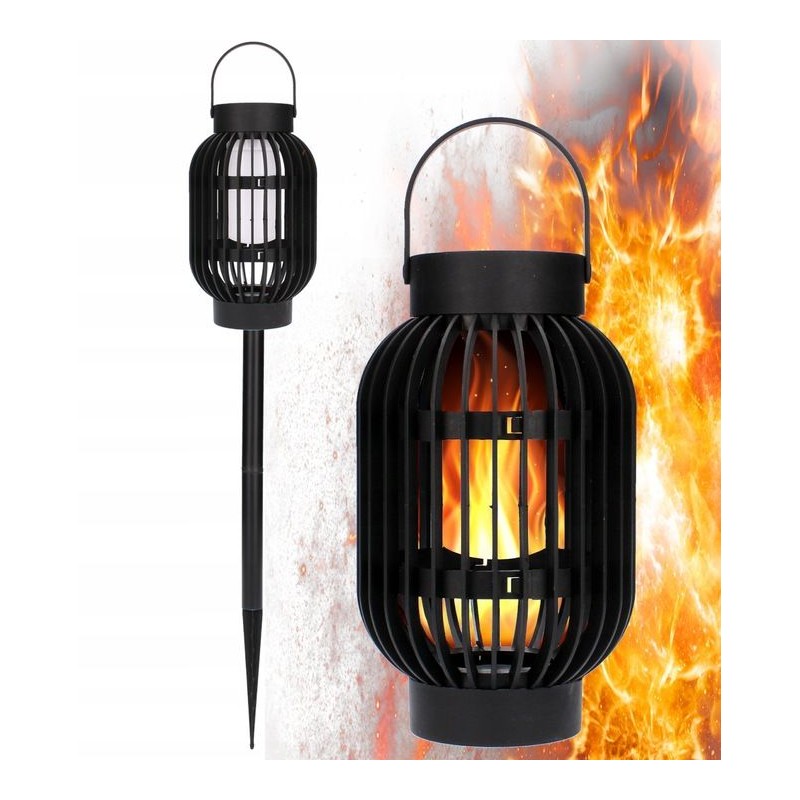 Lampa solara de gradina, tip lampion, 36 LED-uri albe, 12.8 x 12.8 x 67 cm, negru