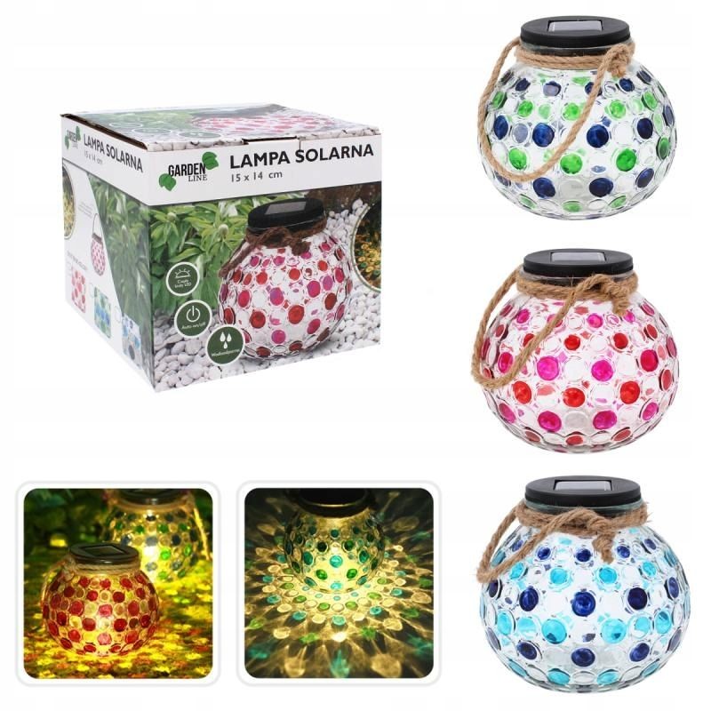 Lampa solara LED, model borcan, decorare gradina, sticla, inaltime 15 cm, 15 x 14 cm