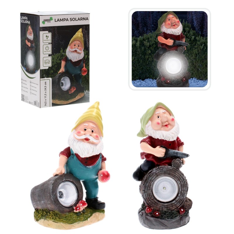 Lampa solara pitic cu felinar, decoratiune gradina, LED alb, IP44, baterie 200mAh